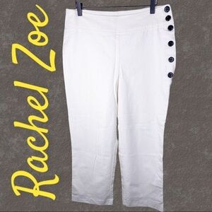RACHEL ZOE White Linen Capri Resort Pants, Size 6